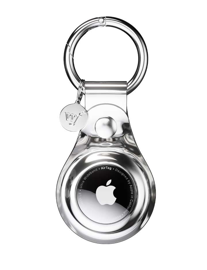 Chrome AirTag Keychain