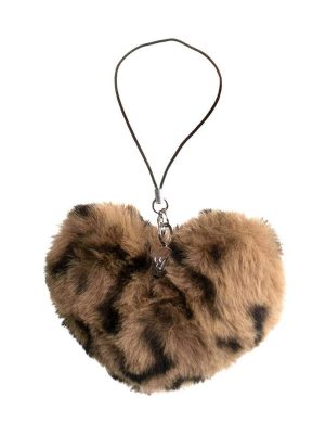 Fuzzy Leopard Heart w/ WF Charm Accessory