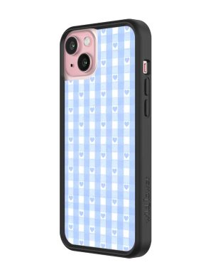 Blue Gingham Hearts iPhone Case