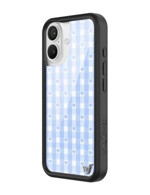 Blue Gingham Hearts iPhone Case