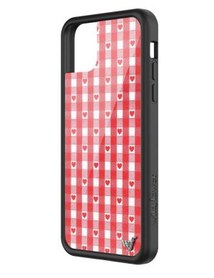 Red Gingham Hearts iPhone Case