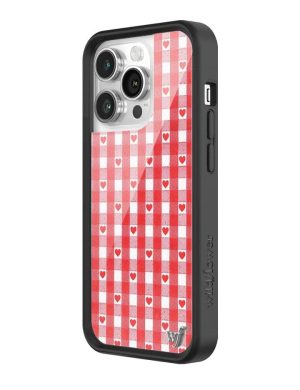 Red Gingham Hearts iPhone Case