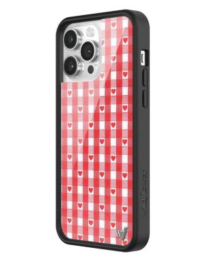 Red Gingham Hearts iPhone Case